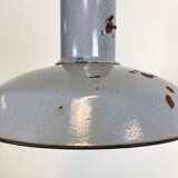 Midcentury grey enamel industrial ceiling lamp, 1950s