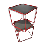 Metal wire and glass cube bedside tables