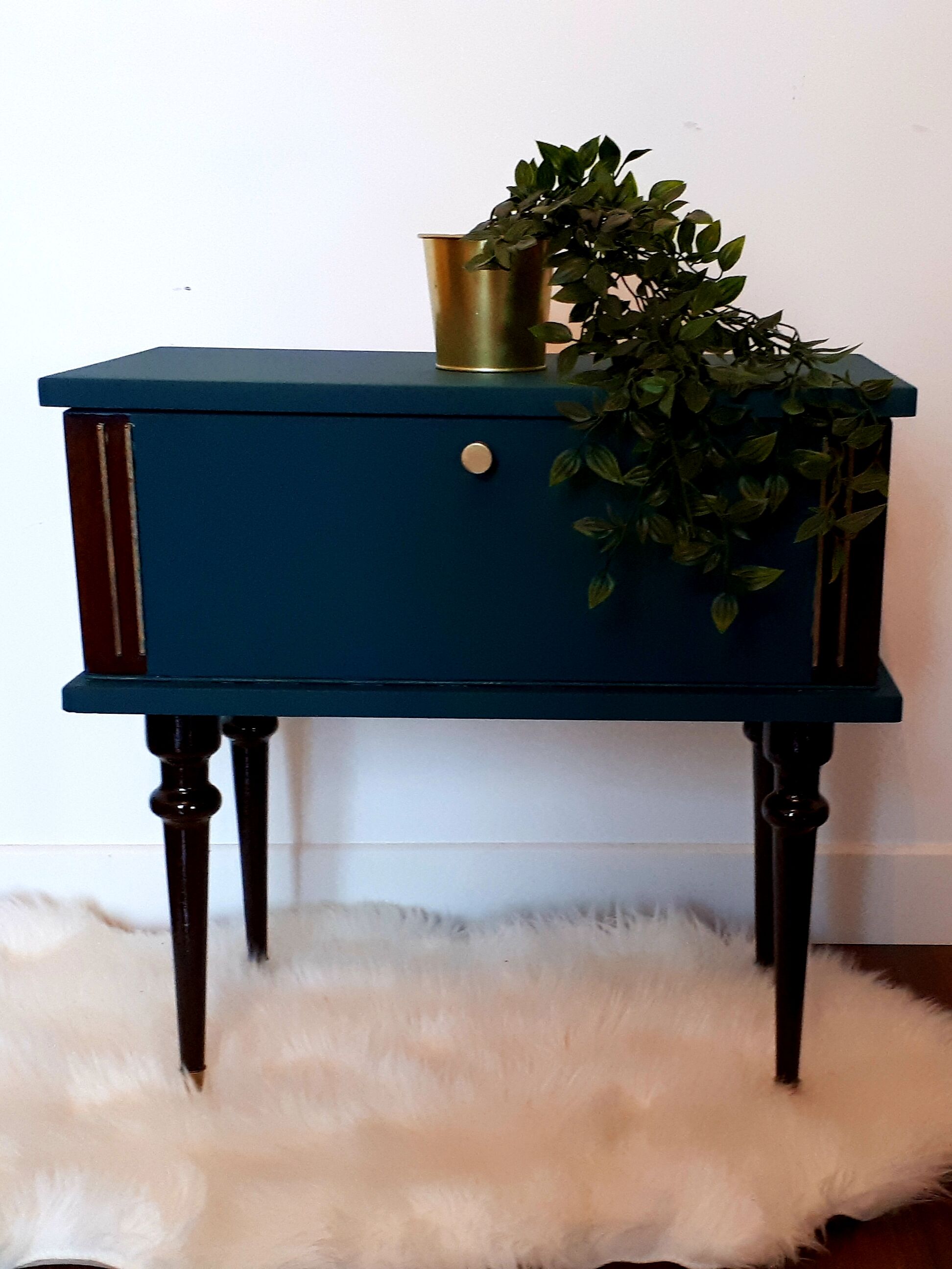 Vintage blue bedside table 60s