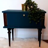 Vintage blue bedside table 60s