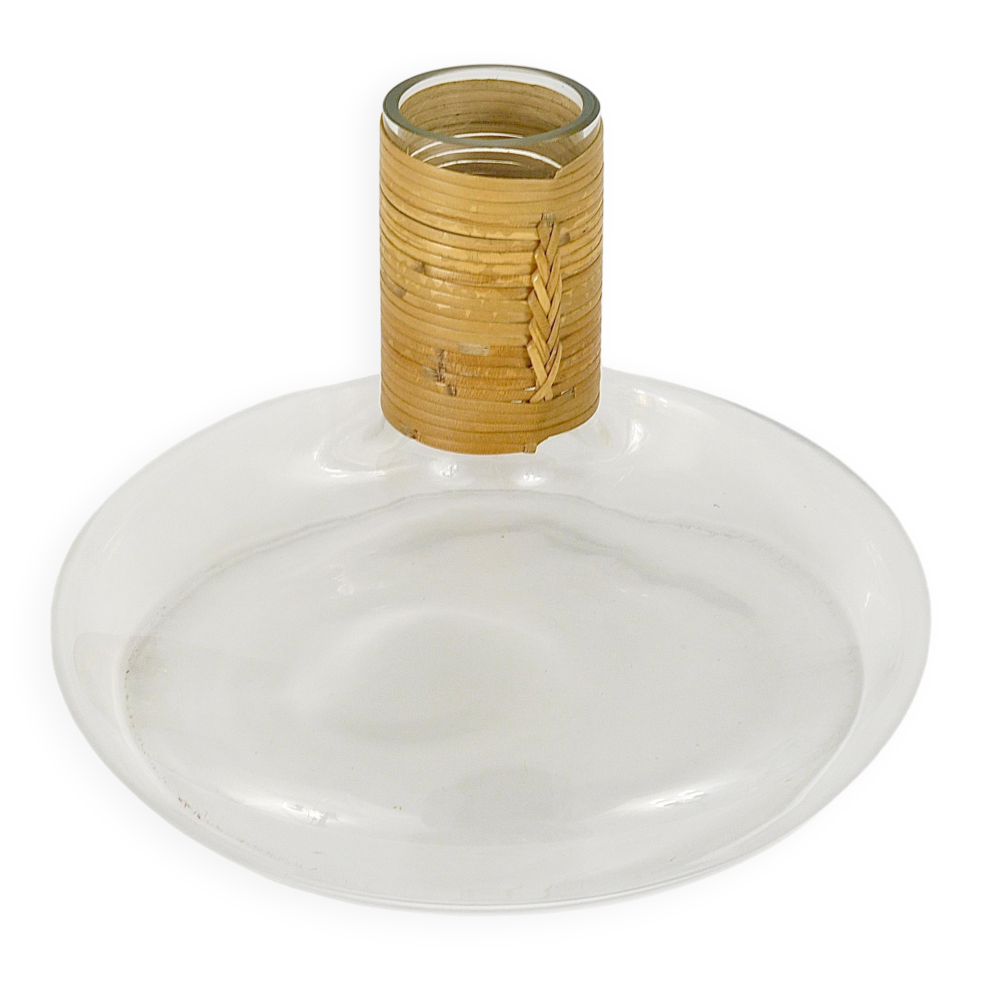 Vase or decanter by Carl Aubock with wicker top, mid-century, Austria, 1950s.