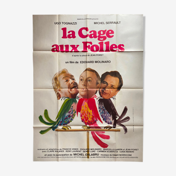 Affiche cinéma originale "La Cage aux folles" Michel Serrault 120x160cm 1978