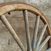 Antique cart wheel wagon wheel XXL oak wood 126 cm