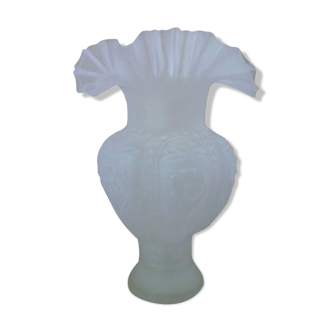 Vase corolle fleurs en verre opaline