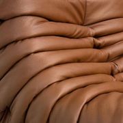 Three-seater Togo sofa in dark cognac leather by Michel Ducaroy for Ligne Roset.