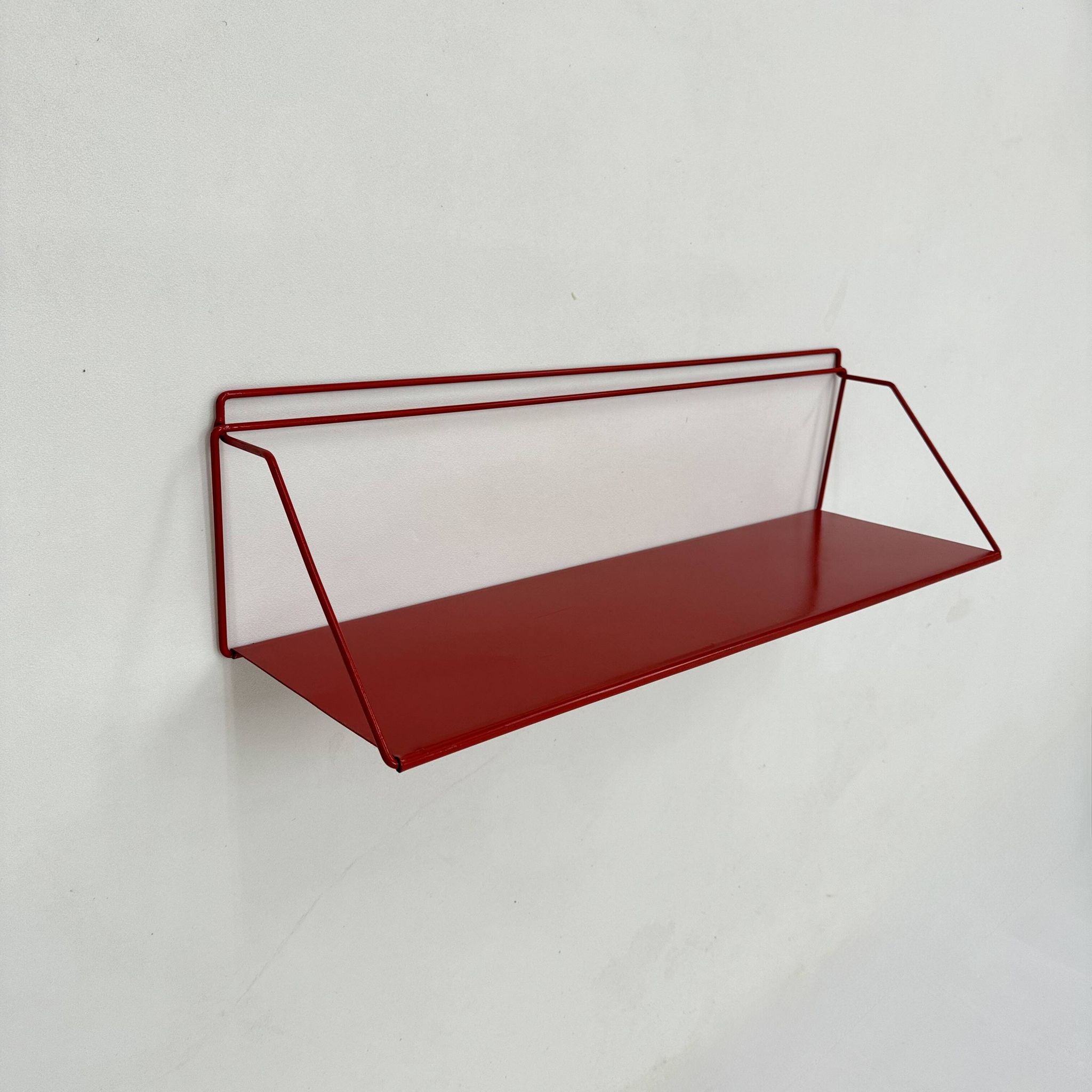 Vintage red metal wall unit book shelf , 1970s