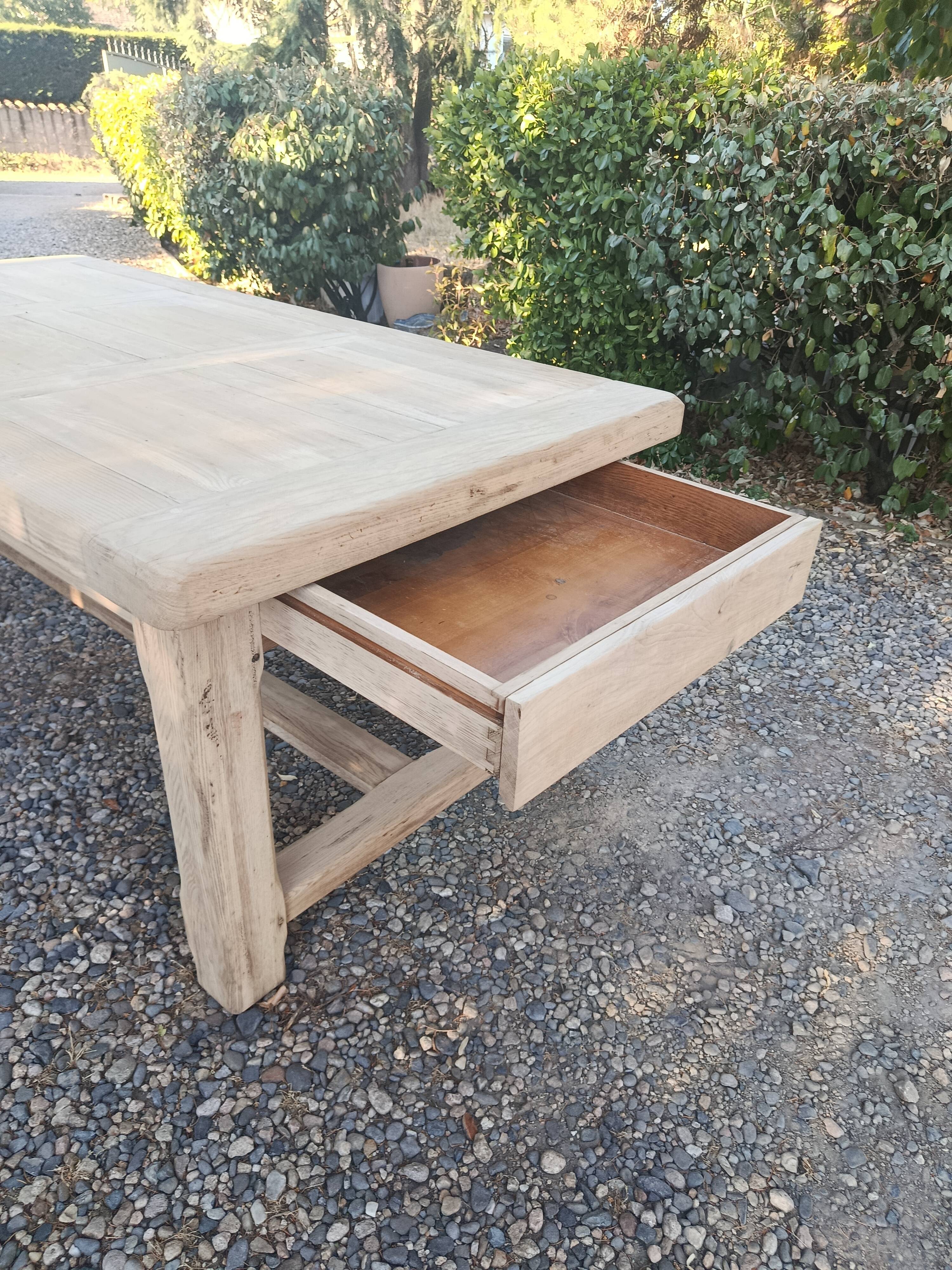 Solid oak farmhouse table with extension