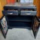 Mado wooden buffet, green and black tray, vintage.