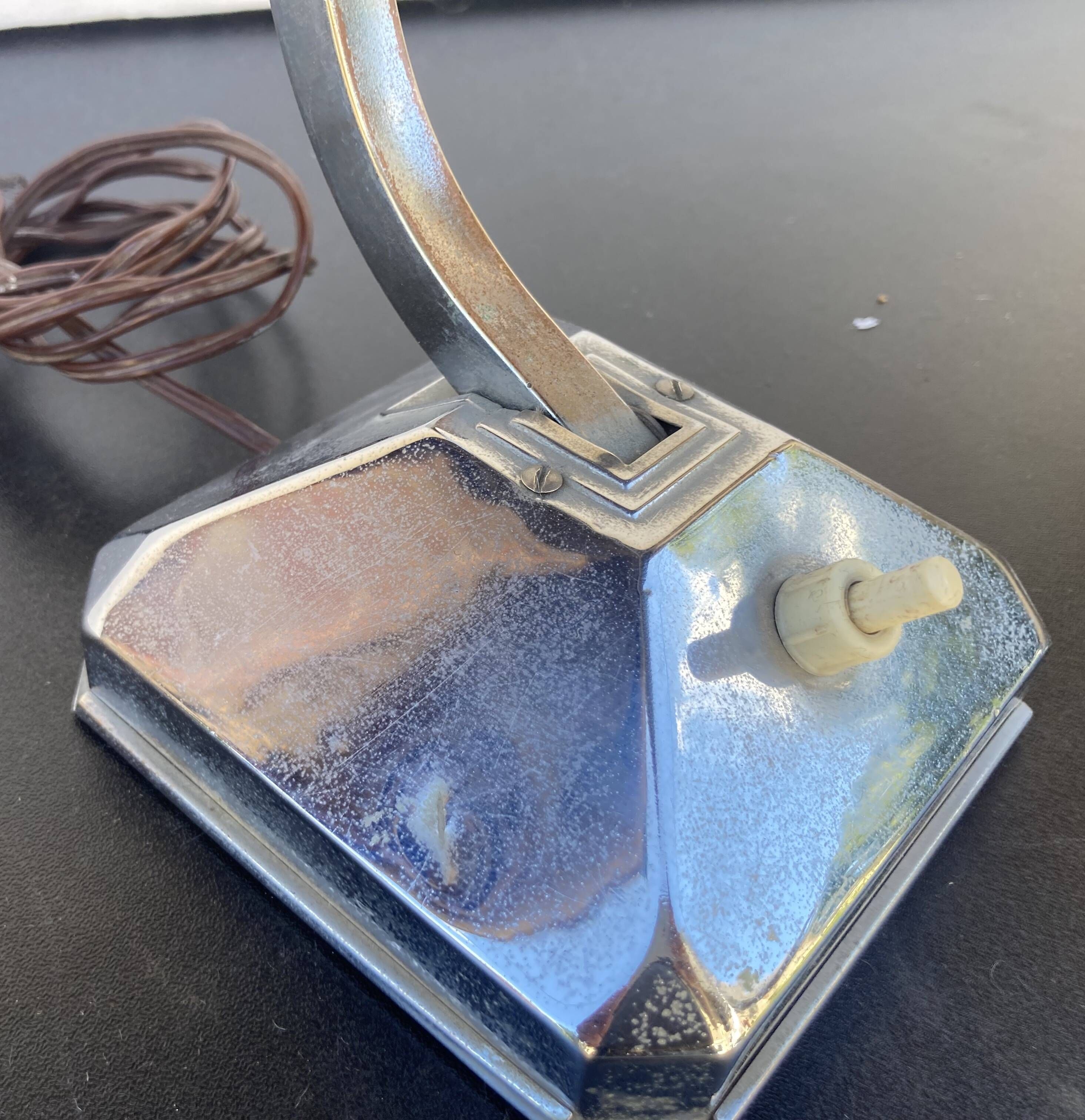 Small Pirouett Art Deco lamp with a chrome base.