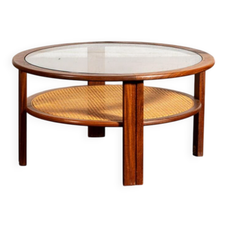 Cane and teak coffee table by GPLAN.