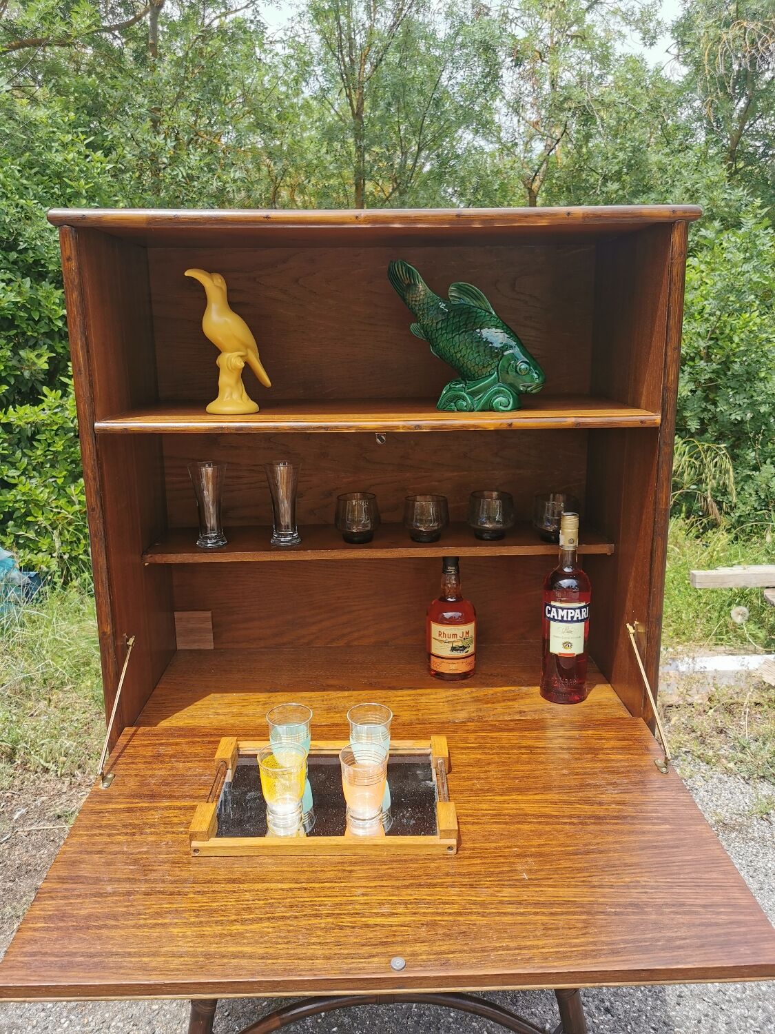 Vintage bamboo bar cabinet