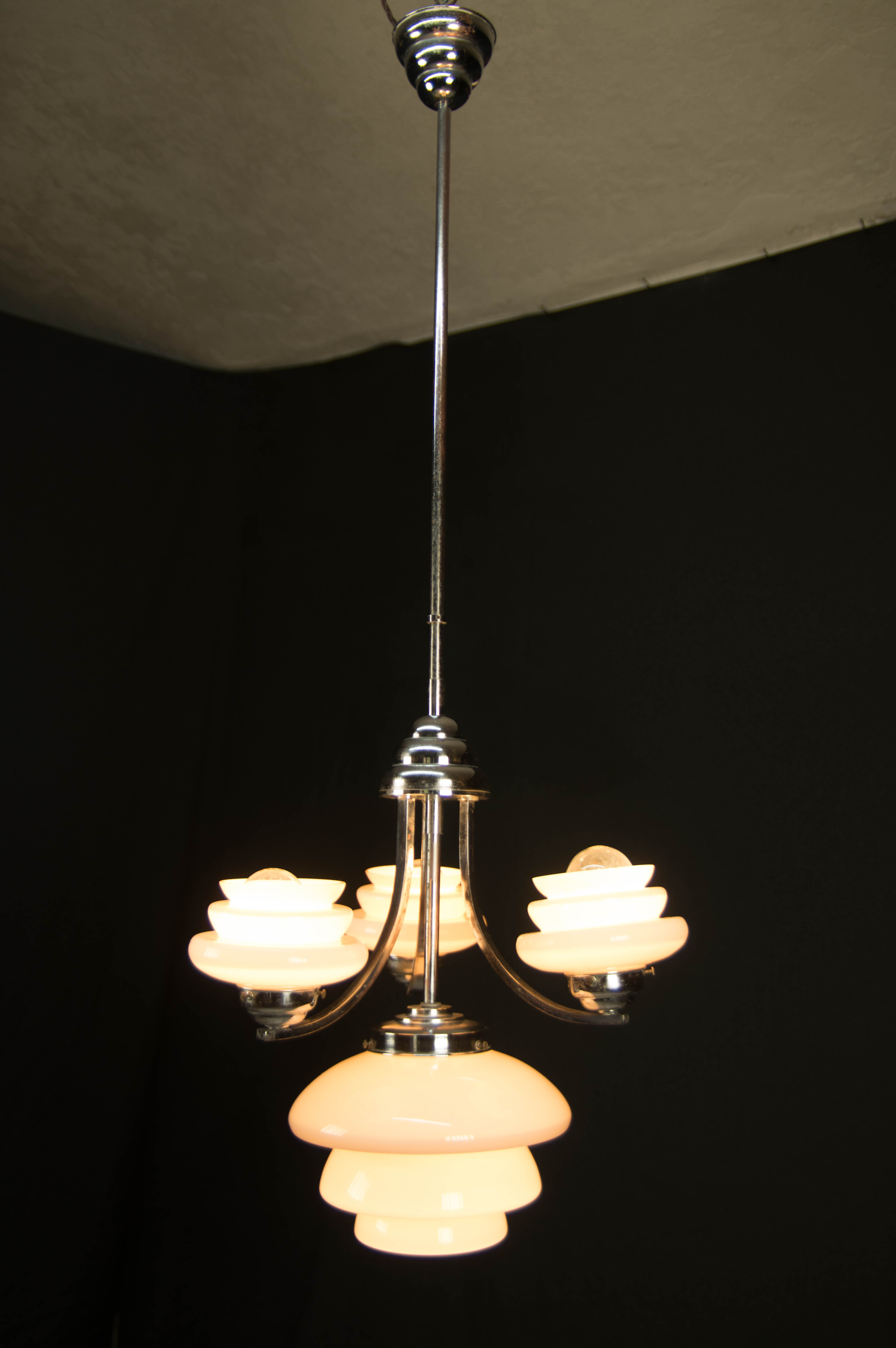 Pink art deco chandelier, 1930s