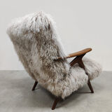Scandinavian vintage sheepskin armchair