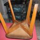 Kitchen table and its 4 chairs in wood and red formica, 1950