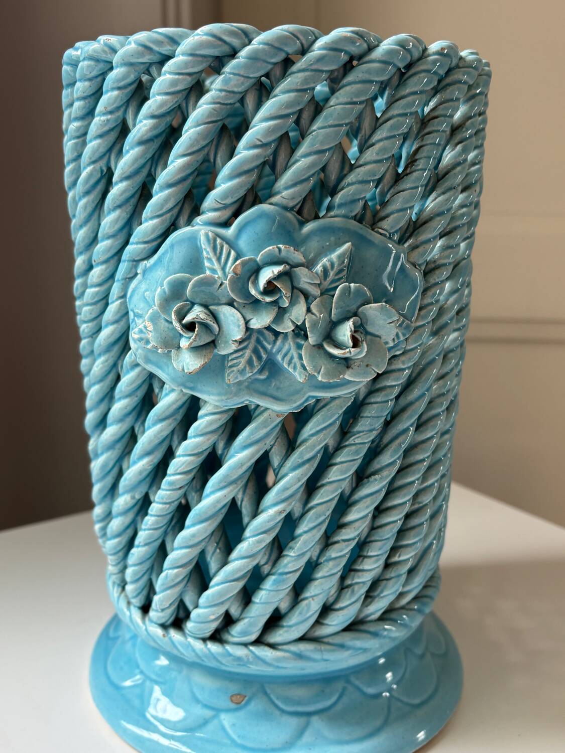 Woven ceramic vase