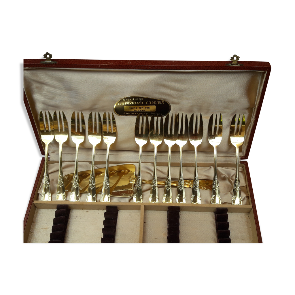 Service à Dessert En Métal Argenté - Ensemble De Couverts Vintage (occasion)