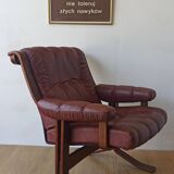 Scandinavian Mid-Century Modern Leather Easy Chair by Ekornes 1970s.