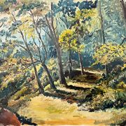 Tableau, huile sur toile « Chemin dans la forêt »