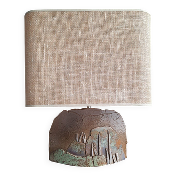 Vintage ceramic lamp signed, antique light fixture.