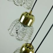 1960s mid century cascading lamp 7 flower-shaped glass shades and brass chandelier