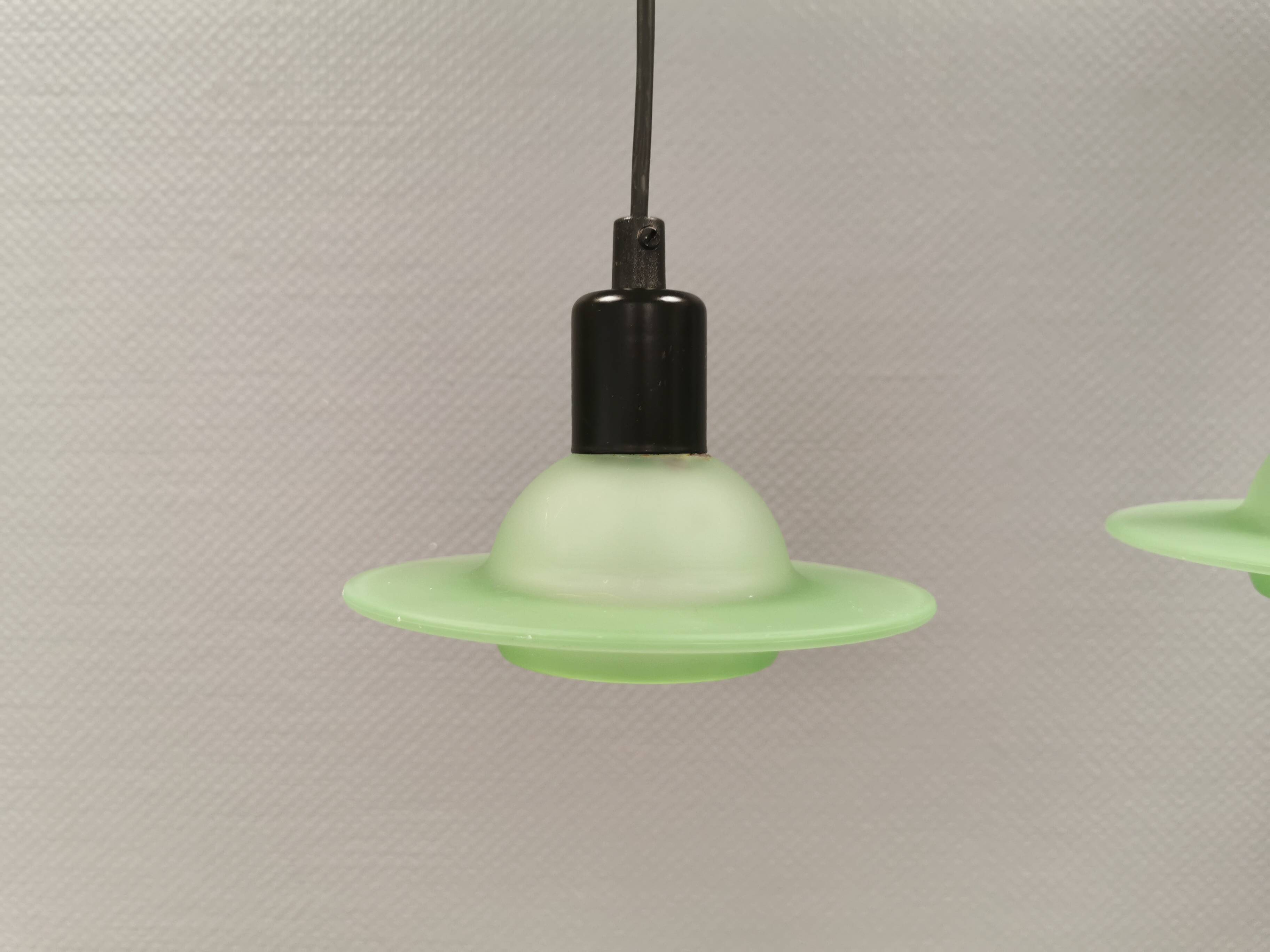 Green glass UFO pendant lights from Design-Light, early 1990s in Denmark