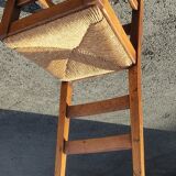Set of 4 brutalist straw wood chairs