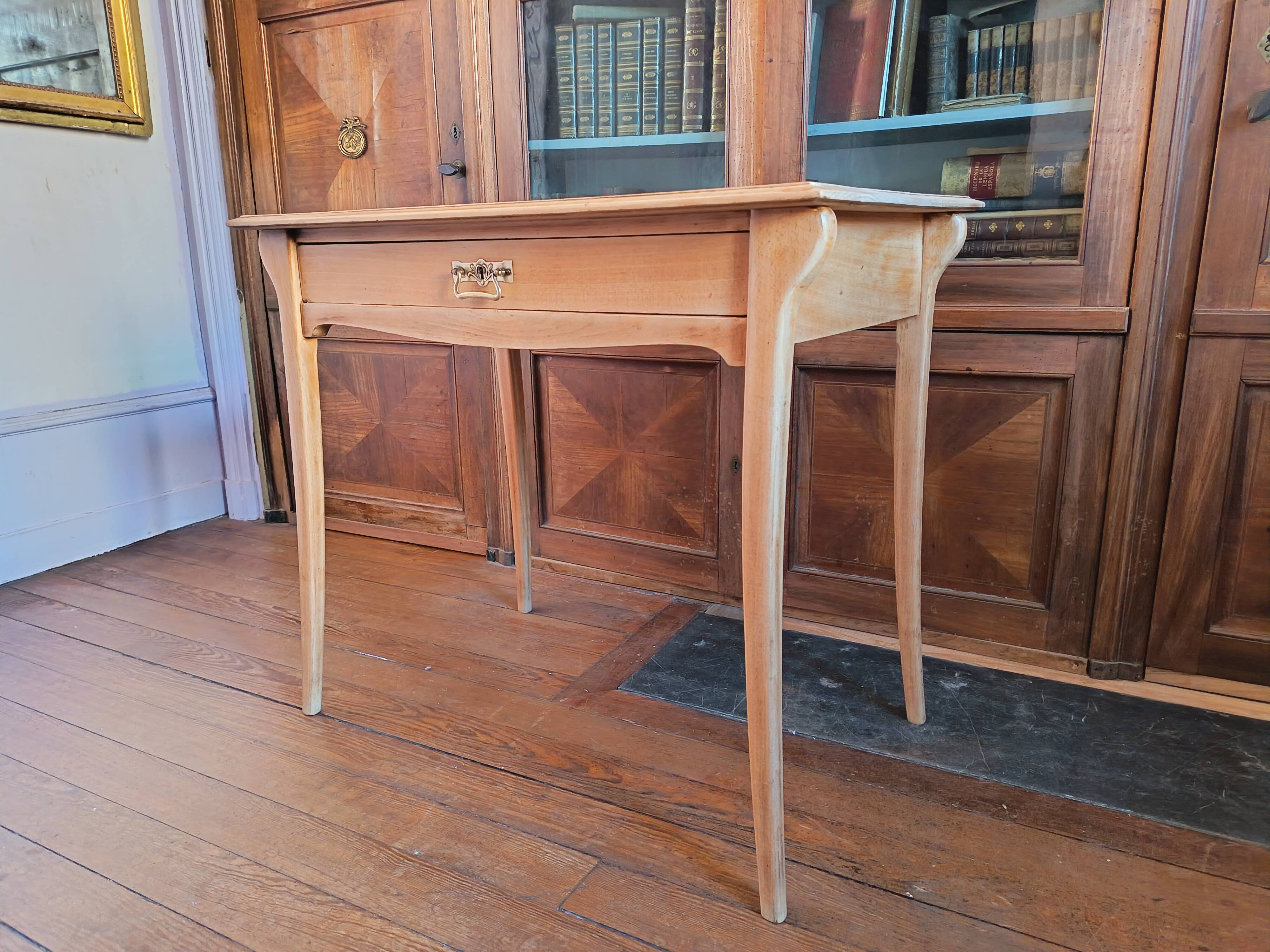 Art Nouveau desk in solid beech.
