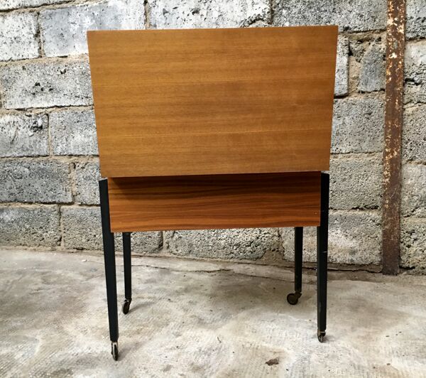 Travailleuse bois teck et laiton et pieds metal 1950 1960