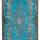 Hand-knotted hi-low pile oriental 1970s 177 cm x 321 cm blue carpet