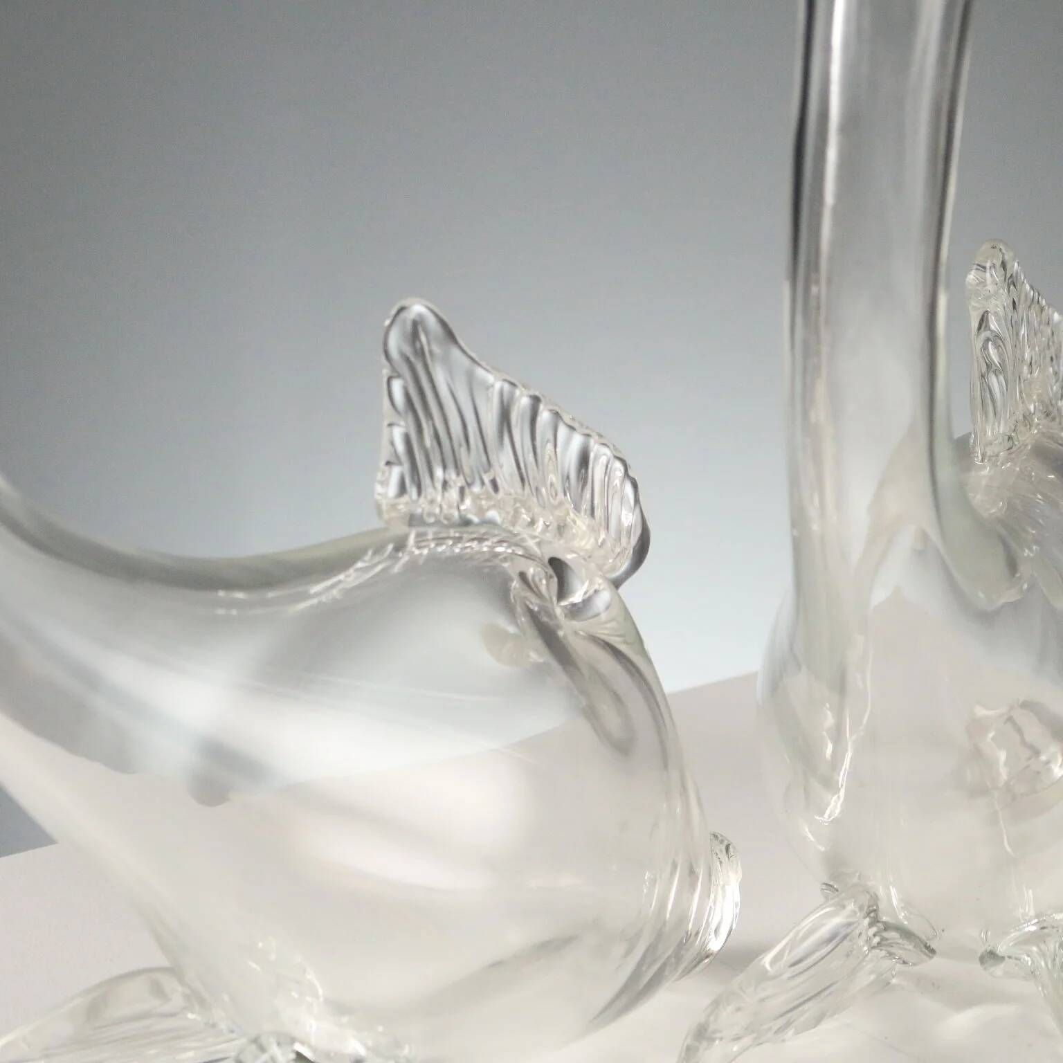 Vintage glass carafes from Murano and gold metal, Italy, 1980s.