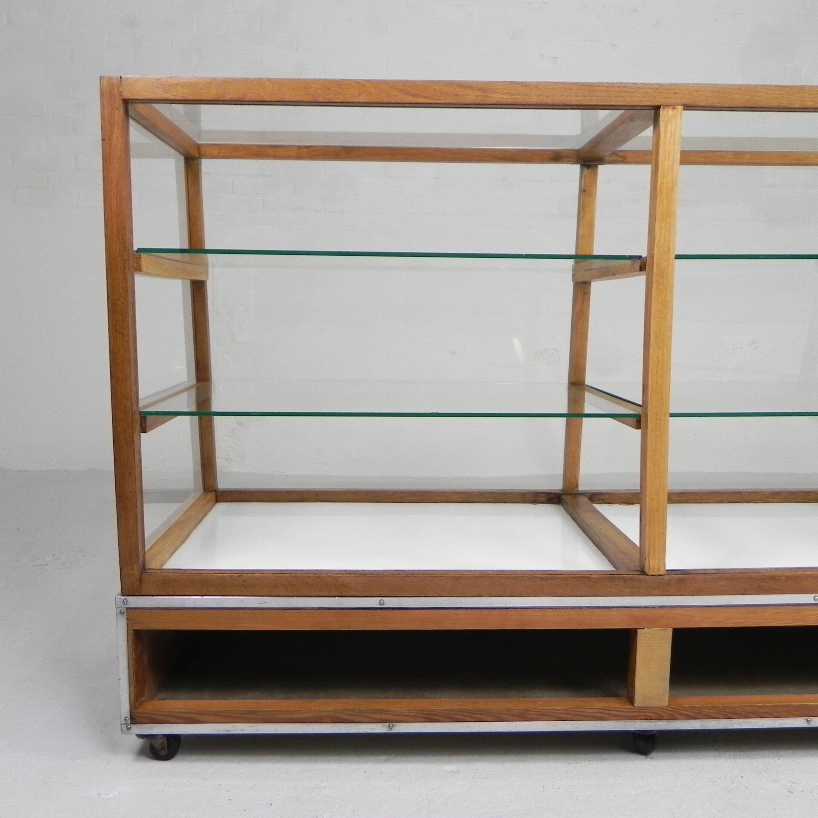 Vintage bakery display case, counter on castors 1950s