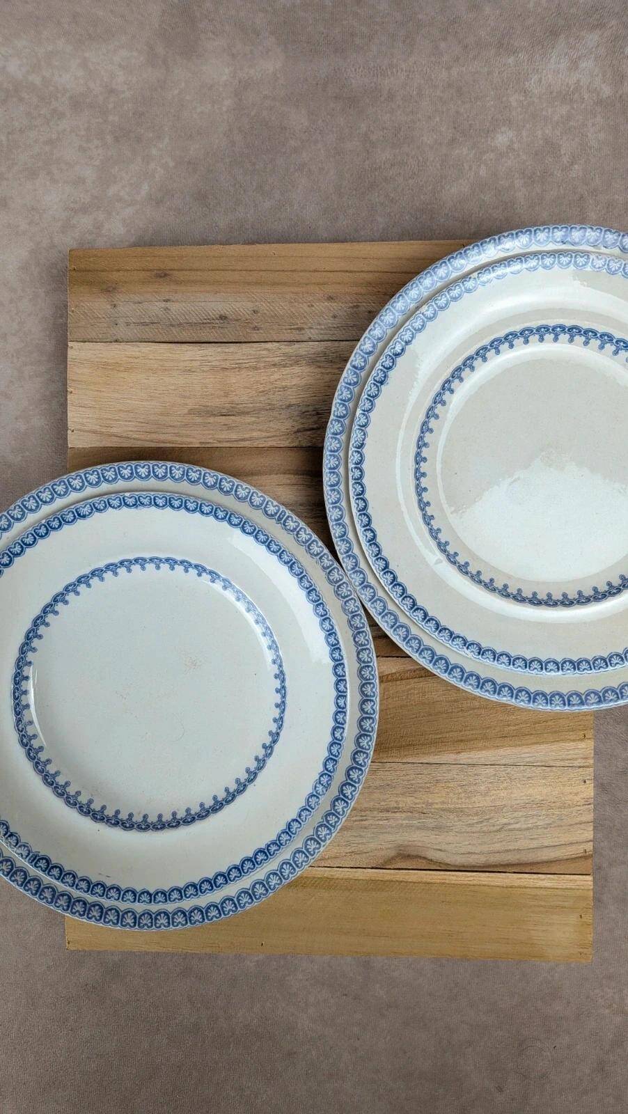 Set of 4 antique English plates – Etruscan Border model