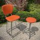 Duo of chair and stool 1970 orange and chromes