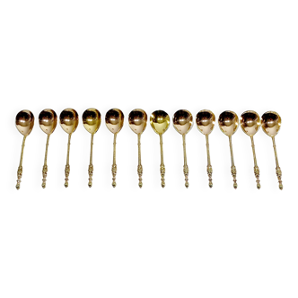 Hénin et Cie – 12 teaspoons with Russian-style silver-gilt handles