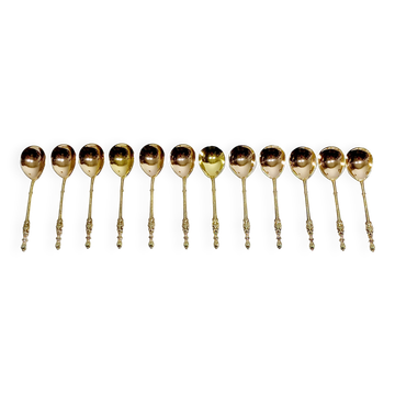 Hénin et Cie – 12 teaspoons with Russian-style silver-gilt handles