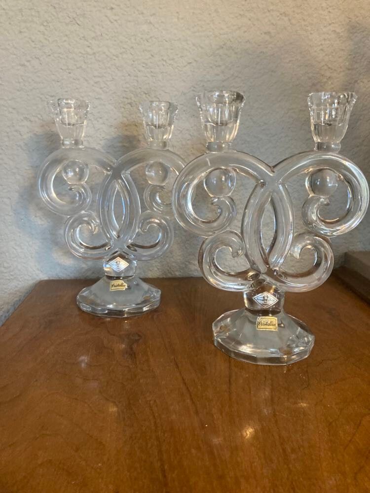 Paire bougeoirs cristal Vannes