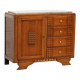 Oak Sculpted Art Deco Cabinet by Charles Dudouyt France, 1930s