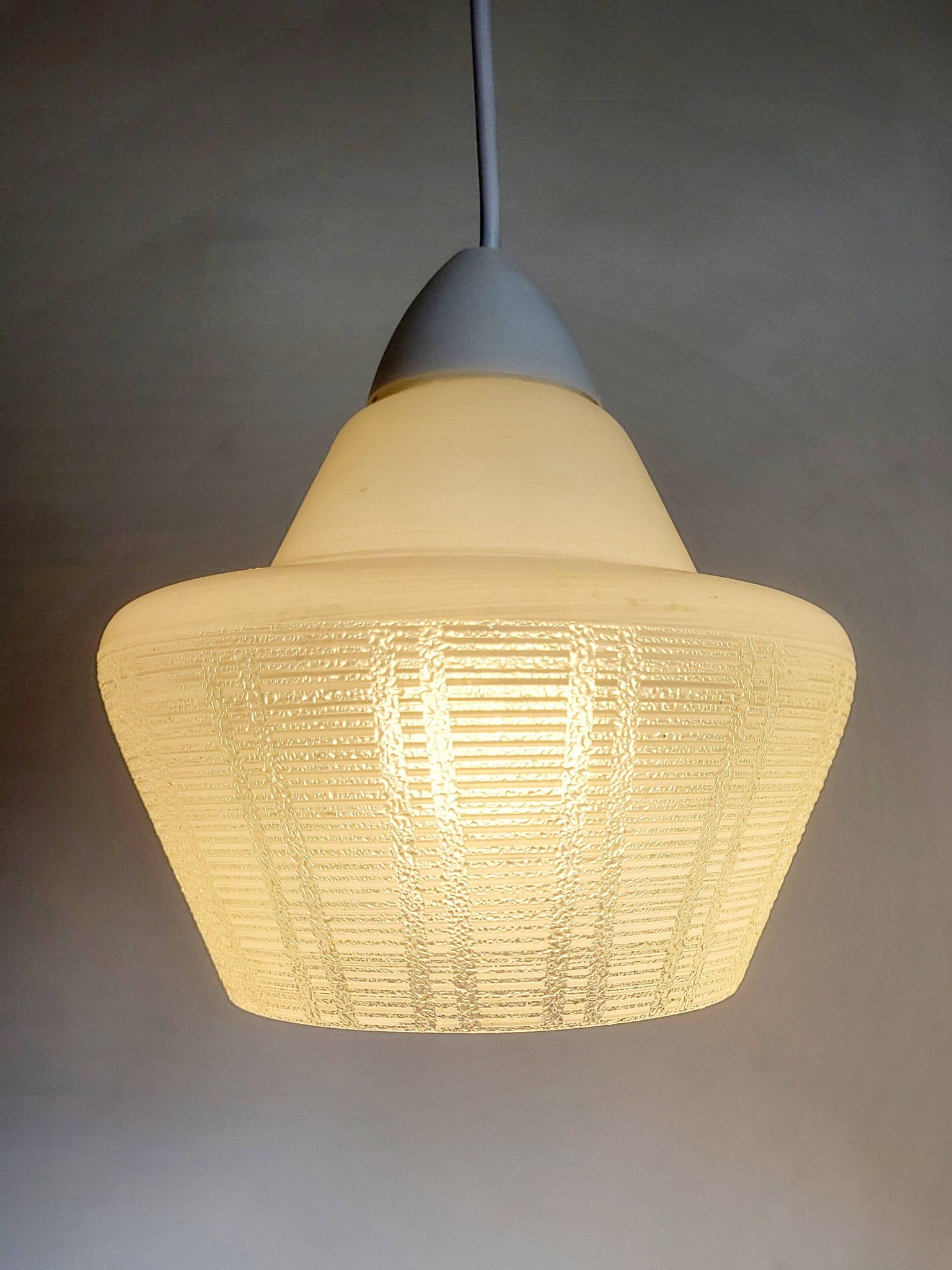 Vintage pendant lamp in glaze, with relief structure, 1980s.