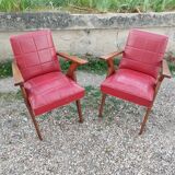 Paire de fauteuils anciens vintage  pieds compas