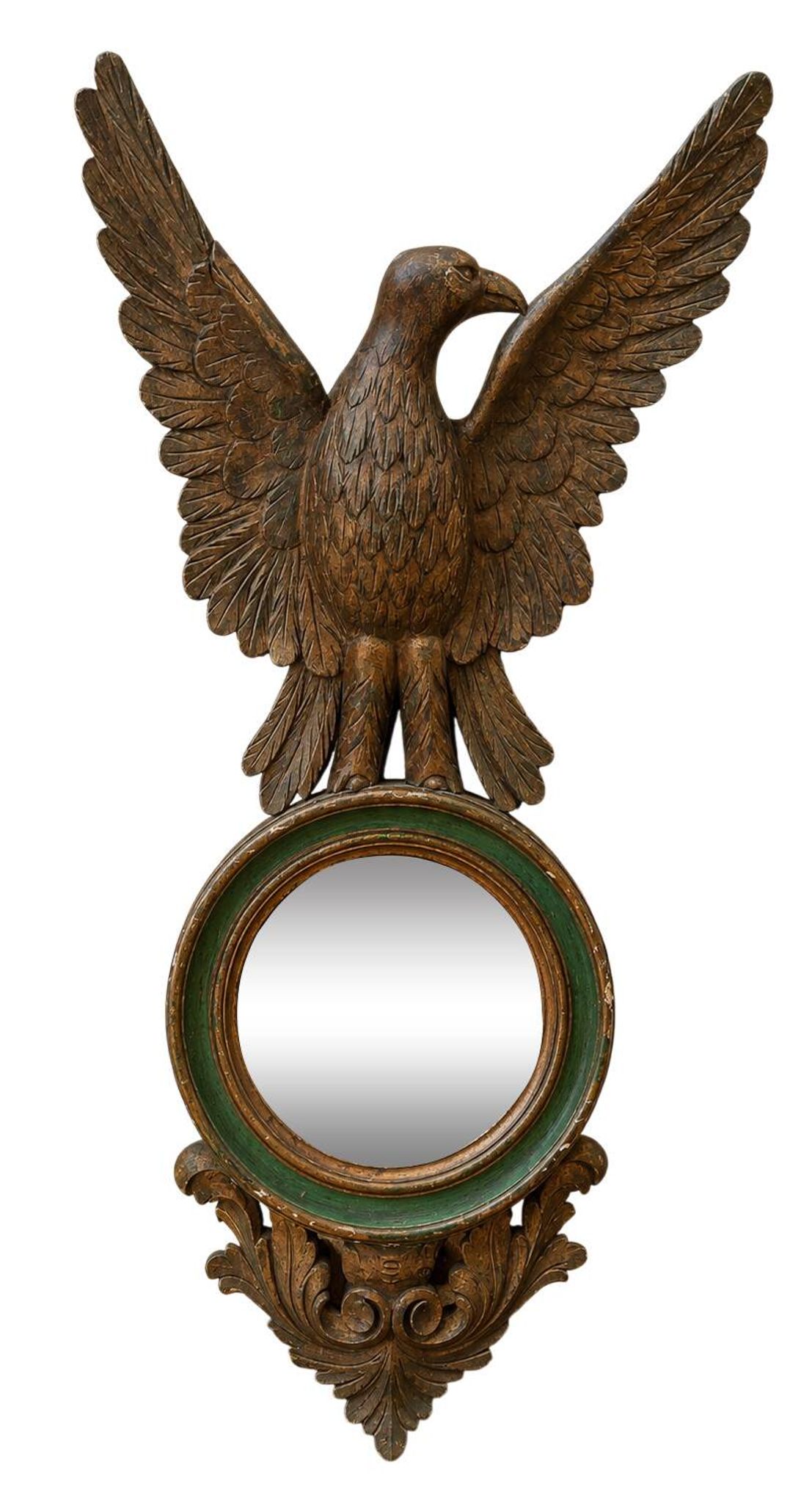Miroir style Empire à l’aigle en bois sculpté et polychromé – fin XIXᵉ