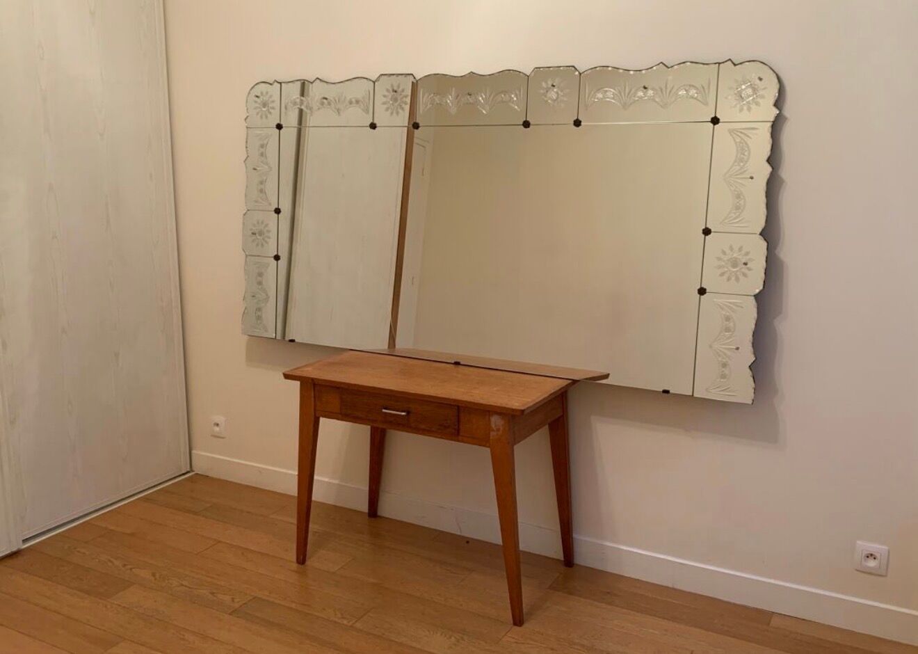 Large antique Art Deco Venetian mirror 203x100