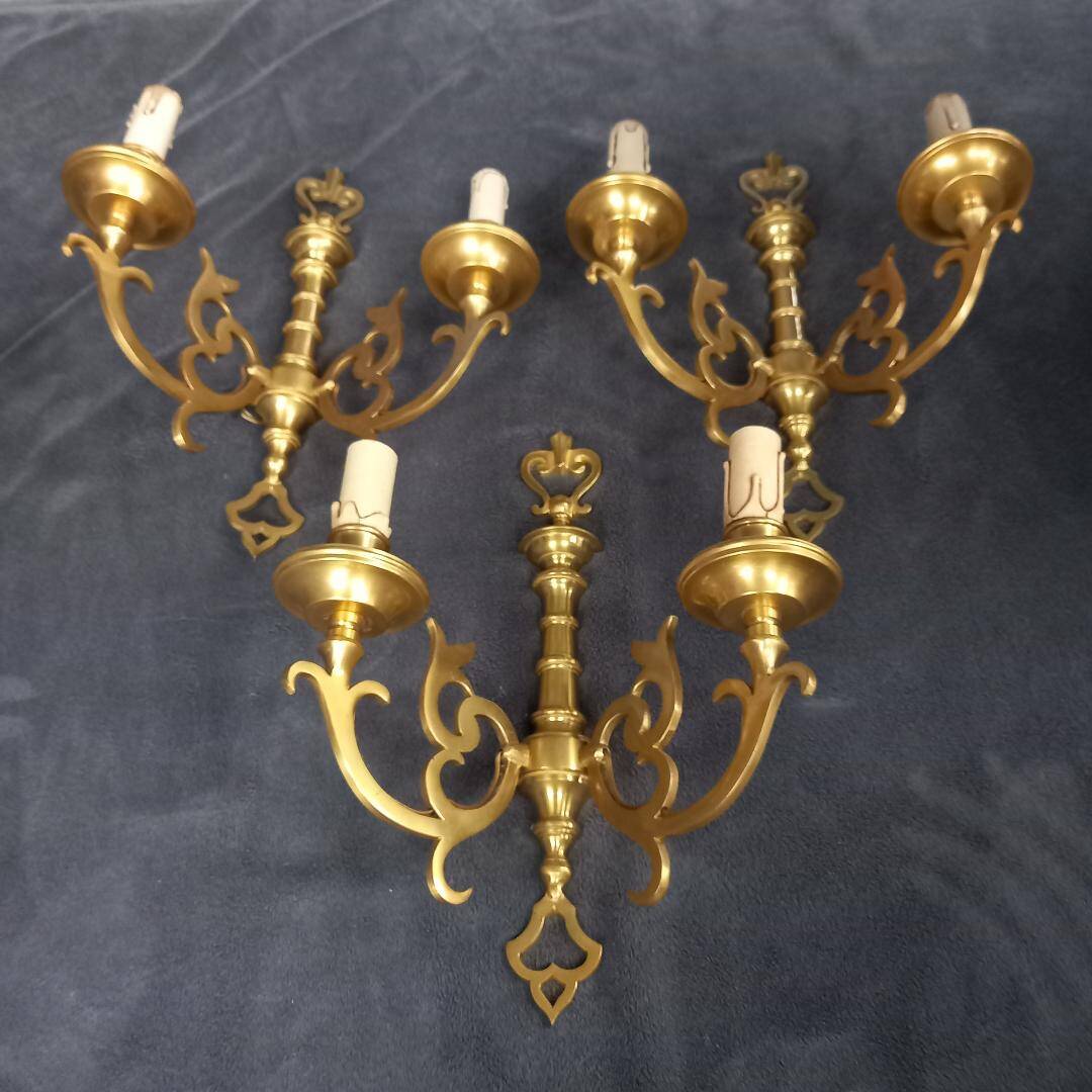 3 Louis XVI gilded bronze wall lights