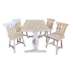 ensemble table et chaises - massif