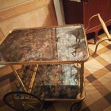Desserte bar 1960 laiton mica  roulettes