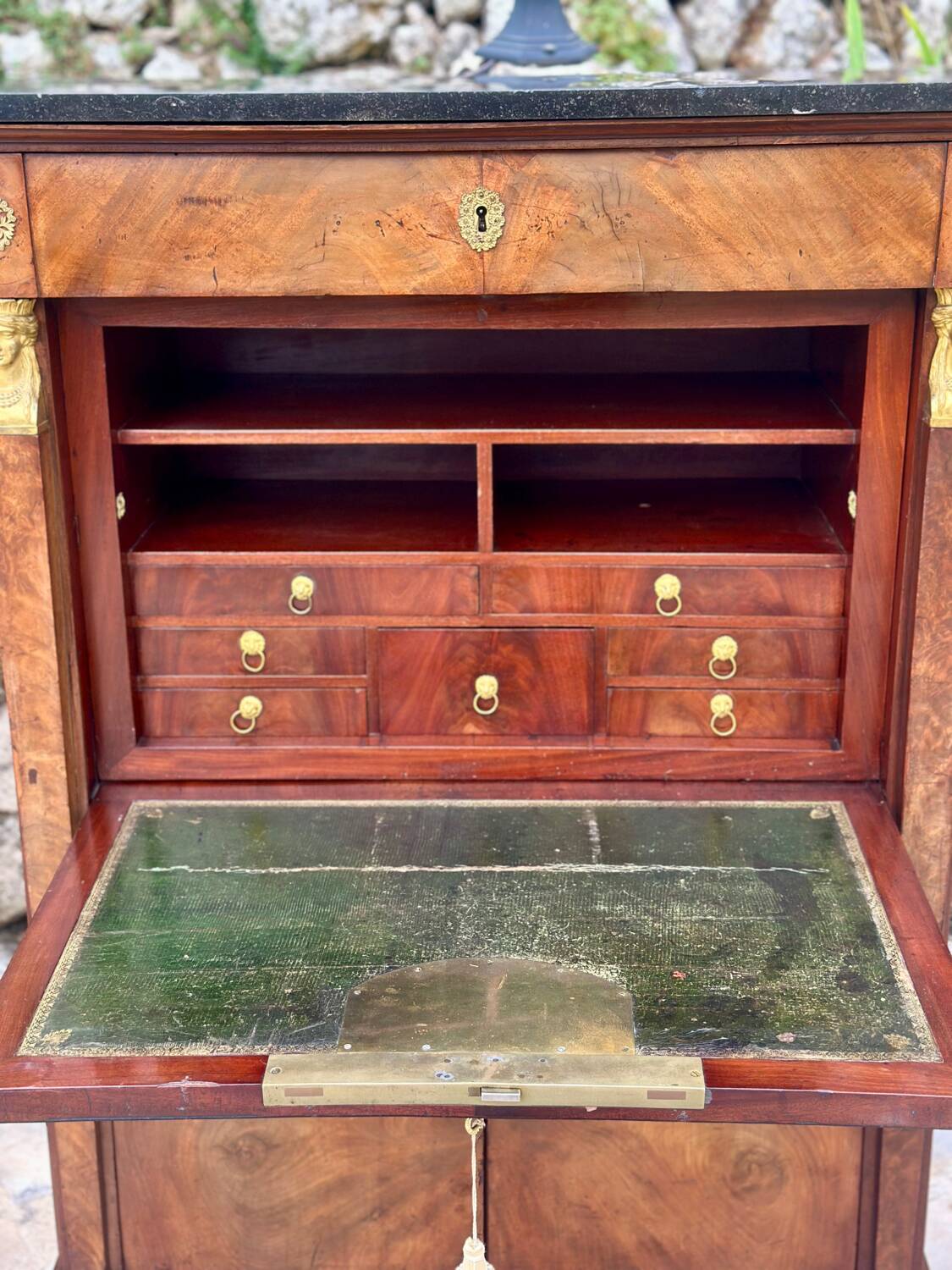Empire period mahogany burl secretary from Egypt