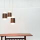 Triple cascade pendant lamp in copper and glass from the modern German space age of the mid-century by Staff, 1960s.
