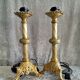Pair of bronze candlesticks transformed into lamp bases