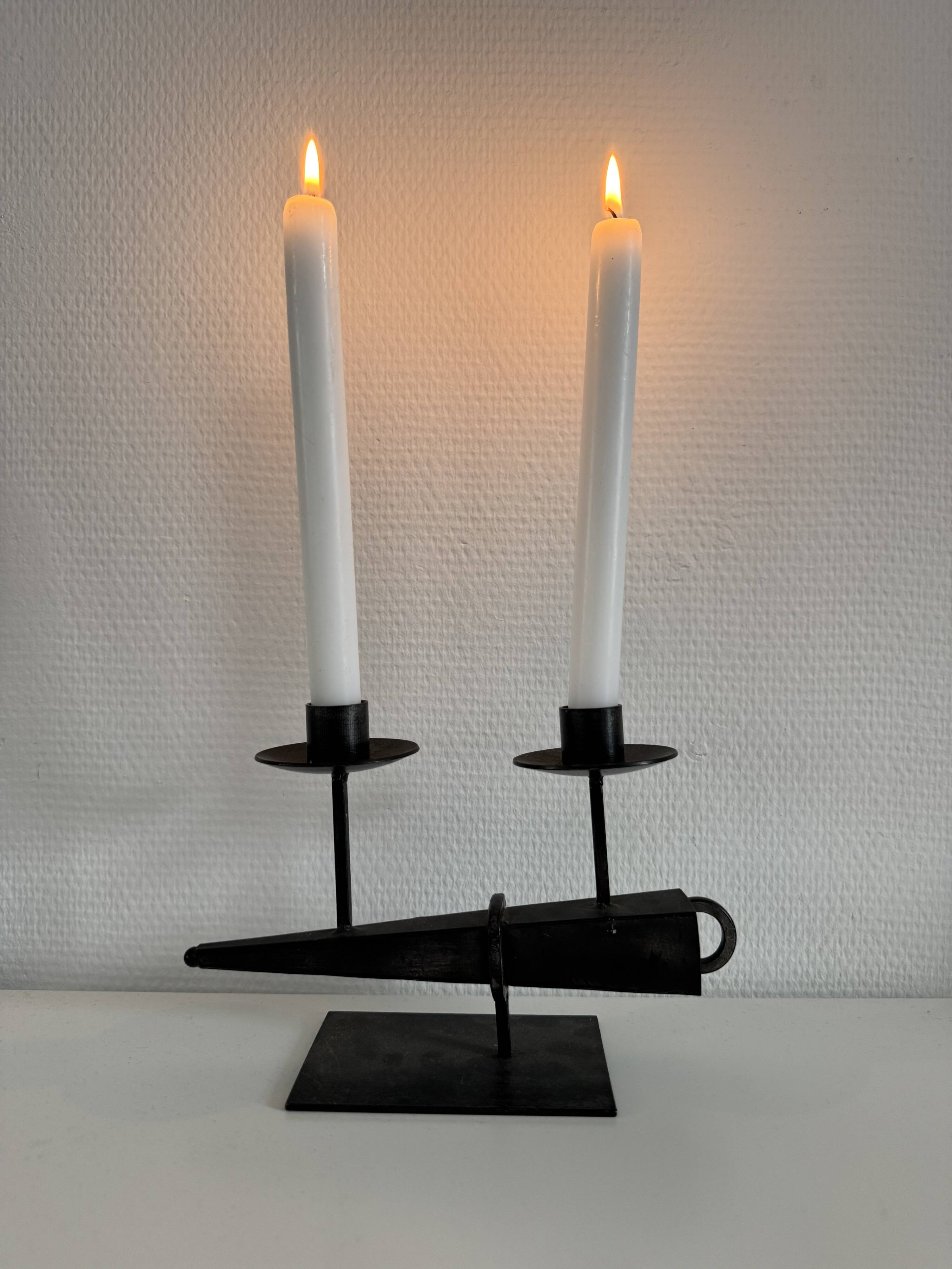 Vintage French Brualist Candelabra