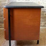 Desk 60s in metal wood and imitation leather