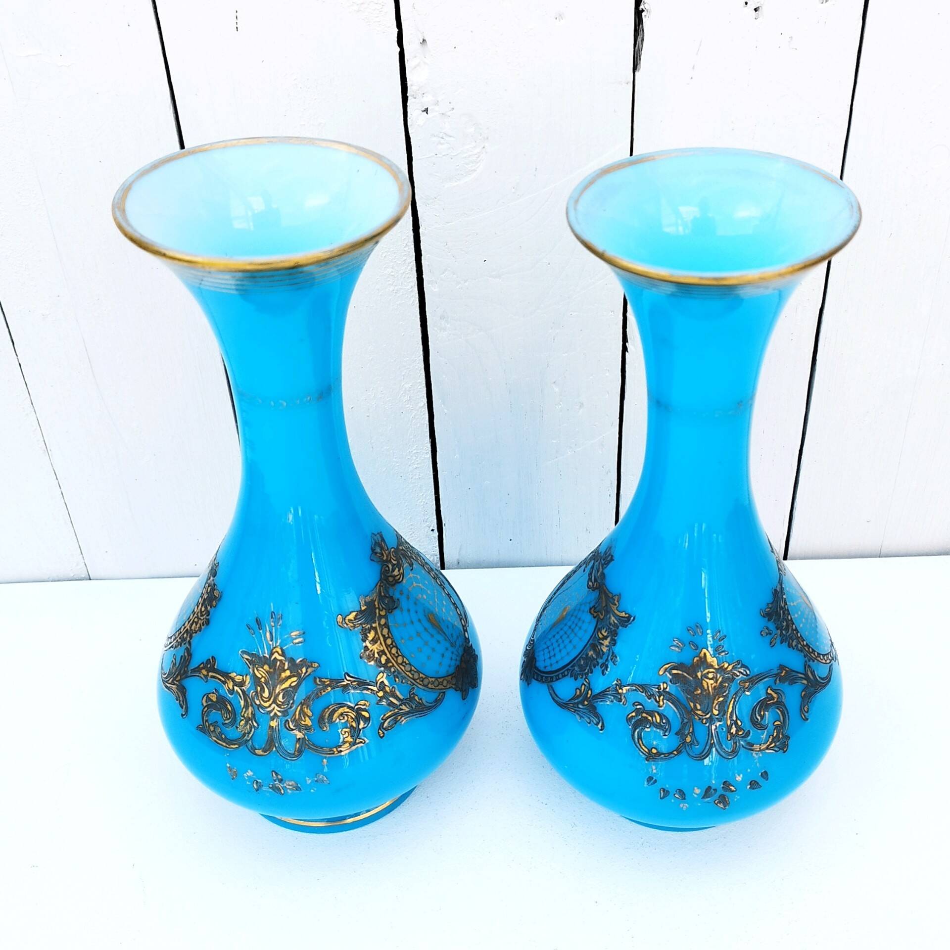 Pair of Baccarat Napoleon III opaline vases